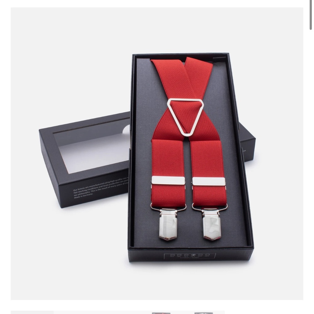 LLYOD Vintage Red Suspenders Men’s One Size X Back Stretchy Made in Germany NEW